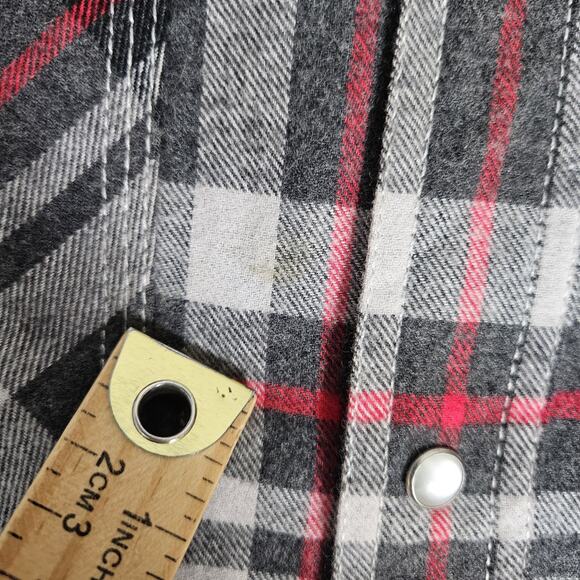 Five Brother Shirt Mens Medium Gray Flannel Pearl Snap Western Work Cowboy - Picture 11 of 11